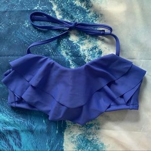 Xhilaration Bandeau Bikini Top Size Small Royal Blue Strapless or Halter Ruffles
